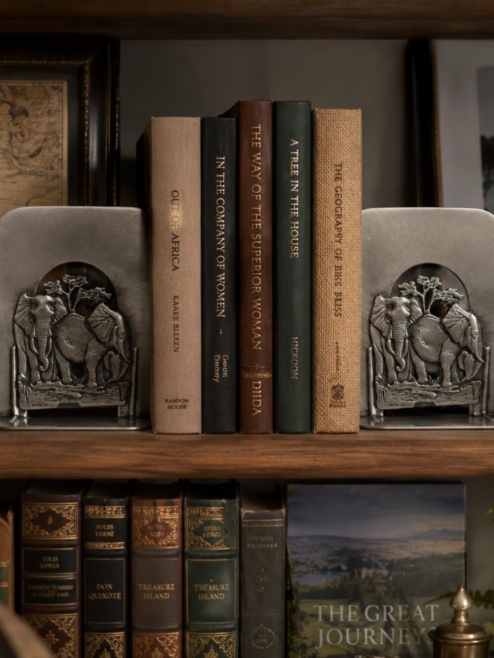 Metzke Vintage 1974 Silver Pewter African Elephant Family Bookends
